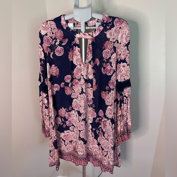 Altar'd State Navy and Coral Patterned Dress - Picture 1 of 4